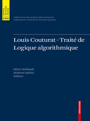 cover image of Louis Couturat -Traité de Logique algorithmique